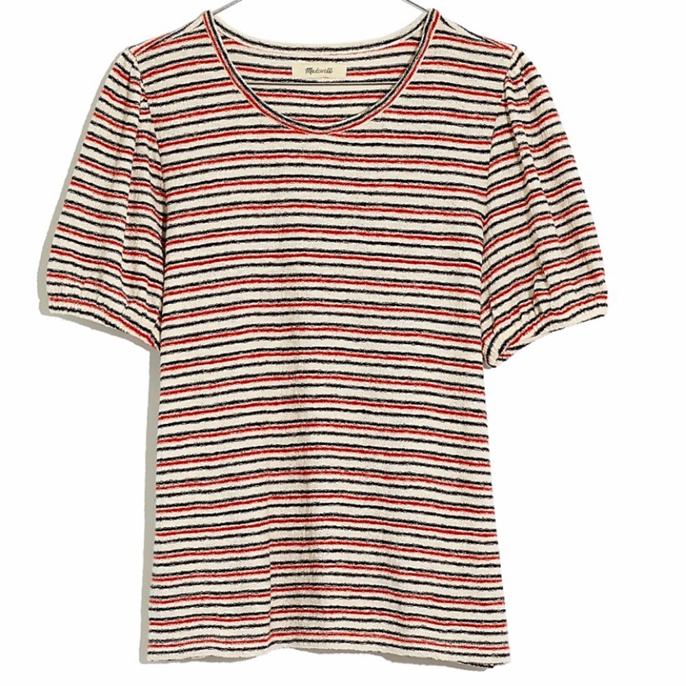 Madewell 100% cotton terry cloth textured tee size xl in black, red, white